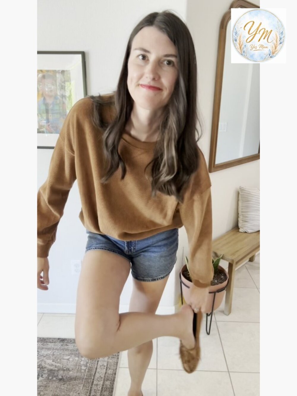 Oversized Corduroy Crewneck Sweatshirt Pullover Top Long Sleeve - Picture 6 of 6